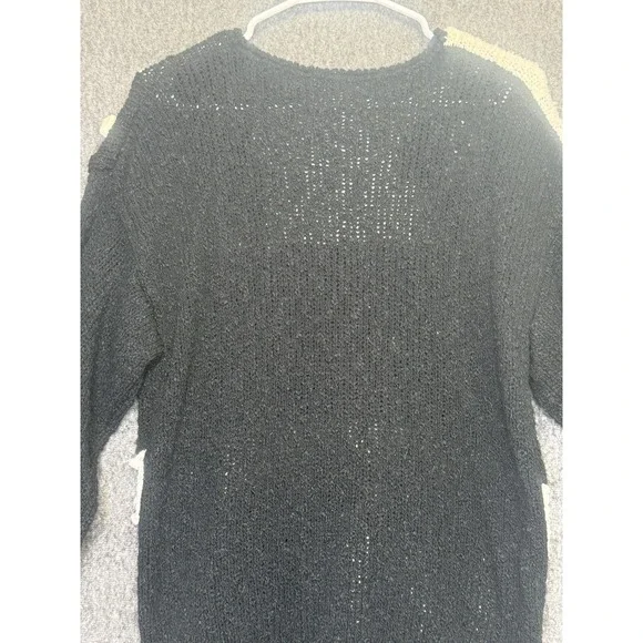 Vintage Hana Lee Sweater Womens Medium Black White Geo Graphic Knit Pullover 80s - Picture 8 of 8